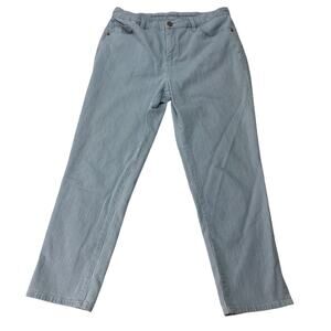 Chico's Sz 10 Petite So Slimming Girlfriend Slim Leg Blue White Stretch Jeans